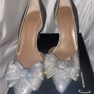 INC International Concepts Women's Silver Glitter Heels